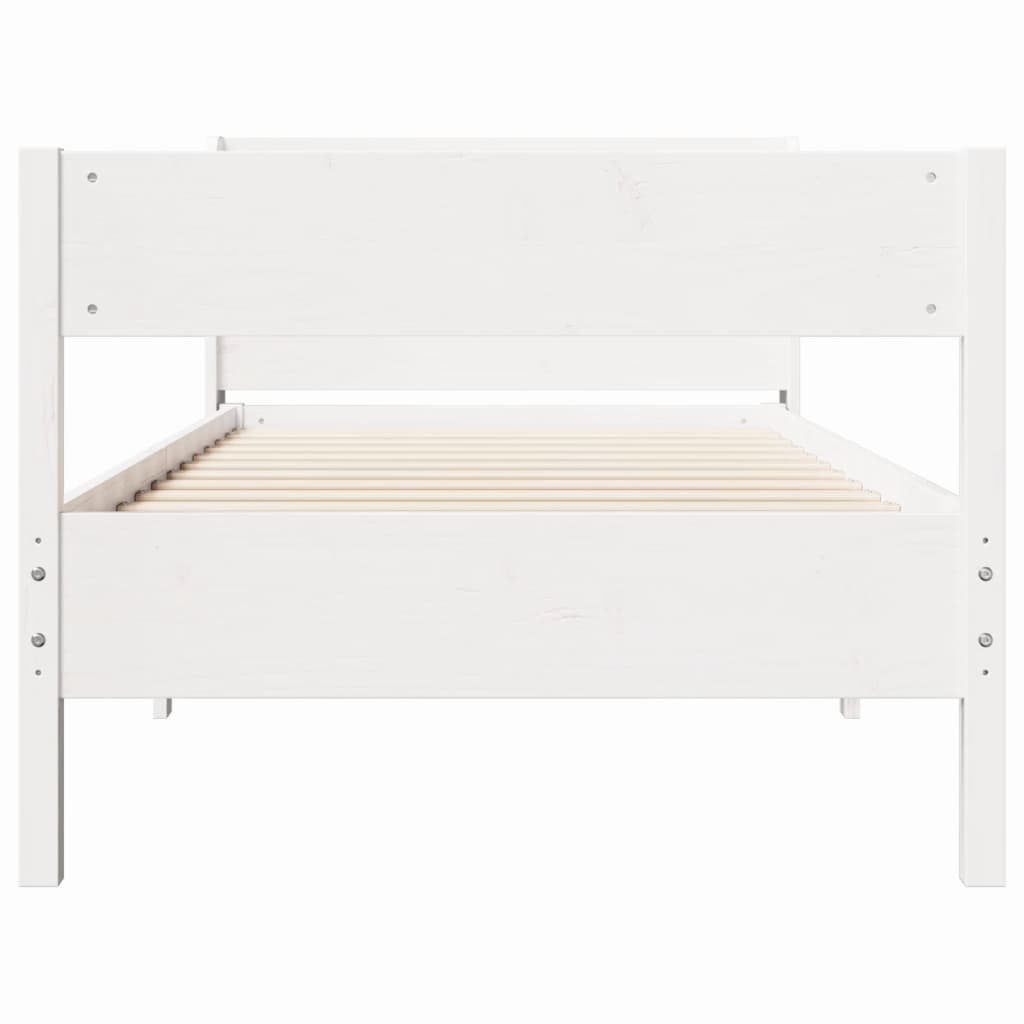 Bed Frame without Mattress White 100x200 cm Solid Wood Pine